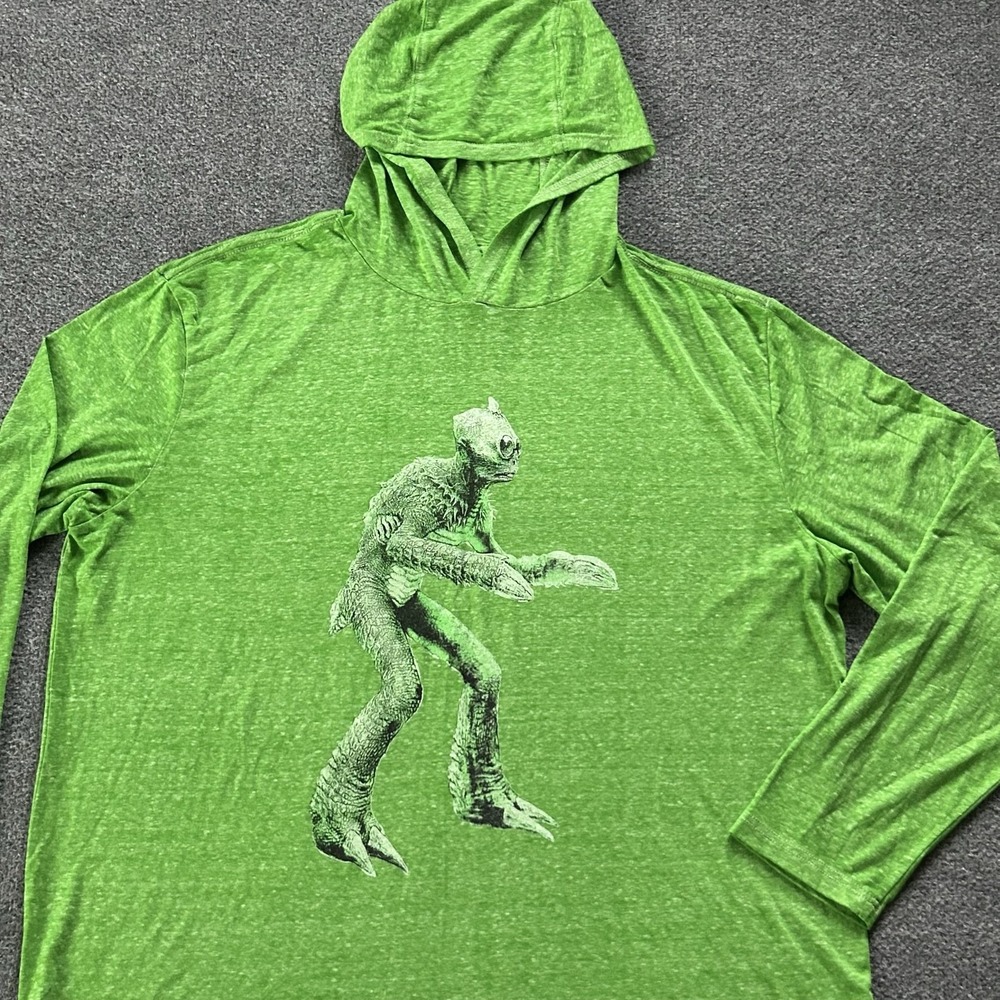 Angry Minnow Vintage Shirt Mens XL Green Monster Hooded Graphic Tee Halloween